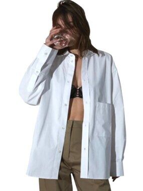 RÓHE White Button Down Shirt Women’s Size S Oversize Made in Portugal Minimal